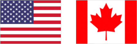 Drapeaux américains et canadiens