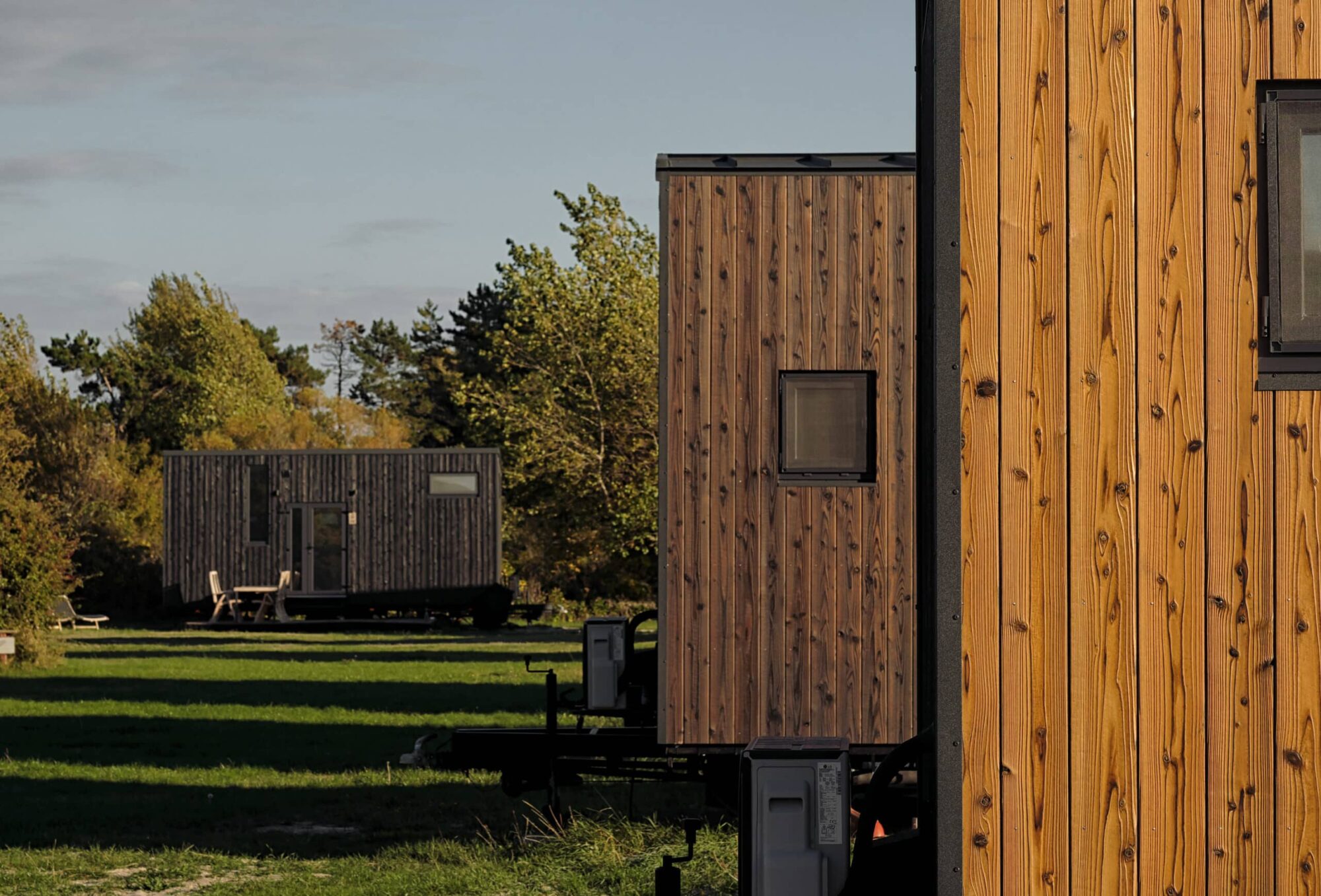 Tiny House at a beach with a black wood facade