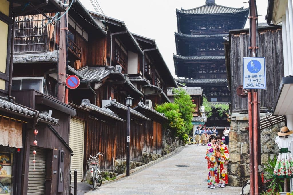 traditional houses in Japan clad in Yakisugi wood